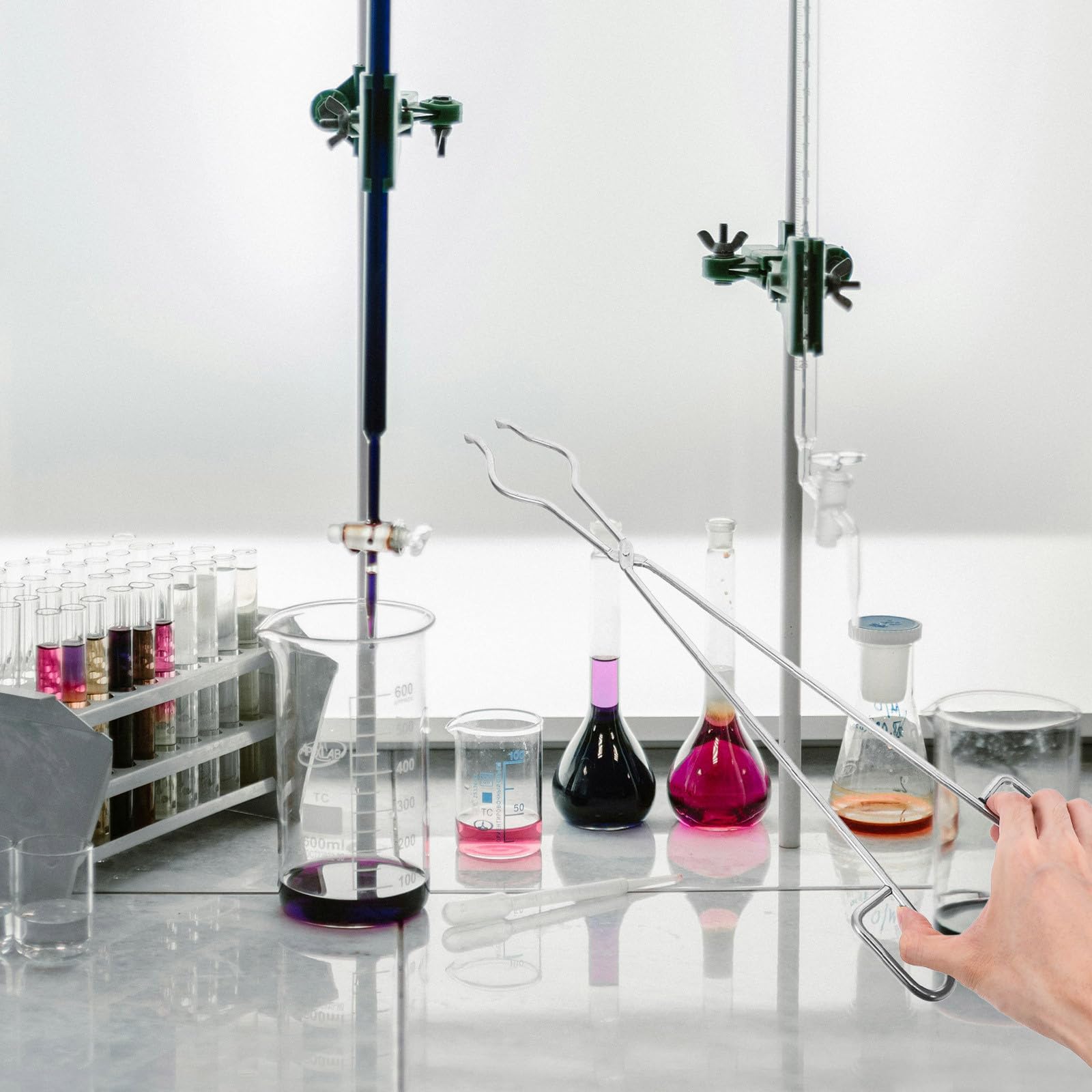 SMASOLO Pinza per Crogioli in Acciaio Inossidabile 50 CM a Mezza Bocca, Strumento di Fusione Metalli per Uso Professionale in Laboratorio di Biochimica