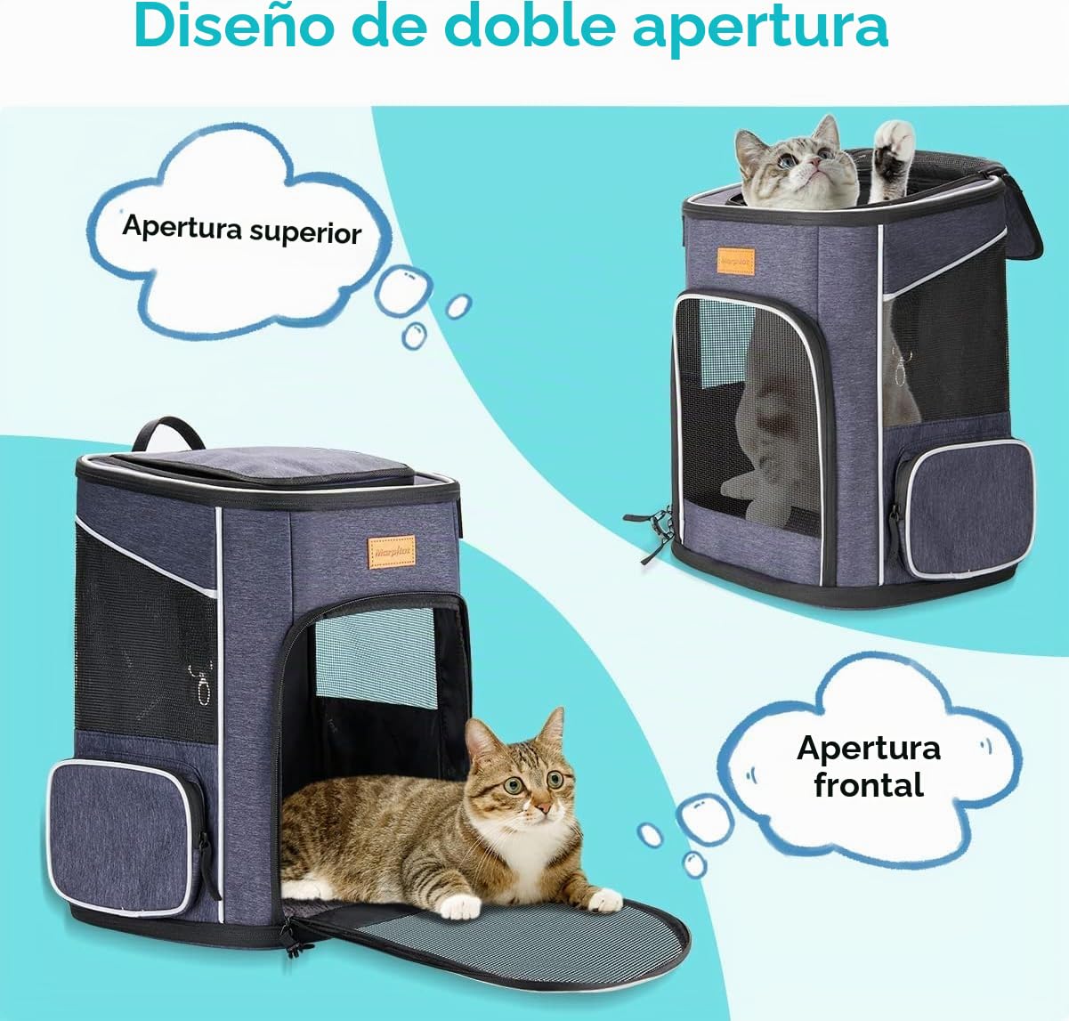 Morpilot Mochila para Gatos y Perros pequeños, 7 kg, Plegable con Correa de Seguridad Interior y Carcasa