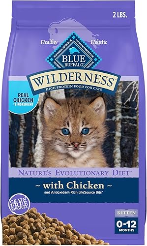 Blue Buffalo Wilderness - Alimento seco natural para gatos con alto contenido de proteínas, pollo de 2 libras
