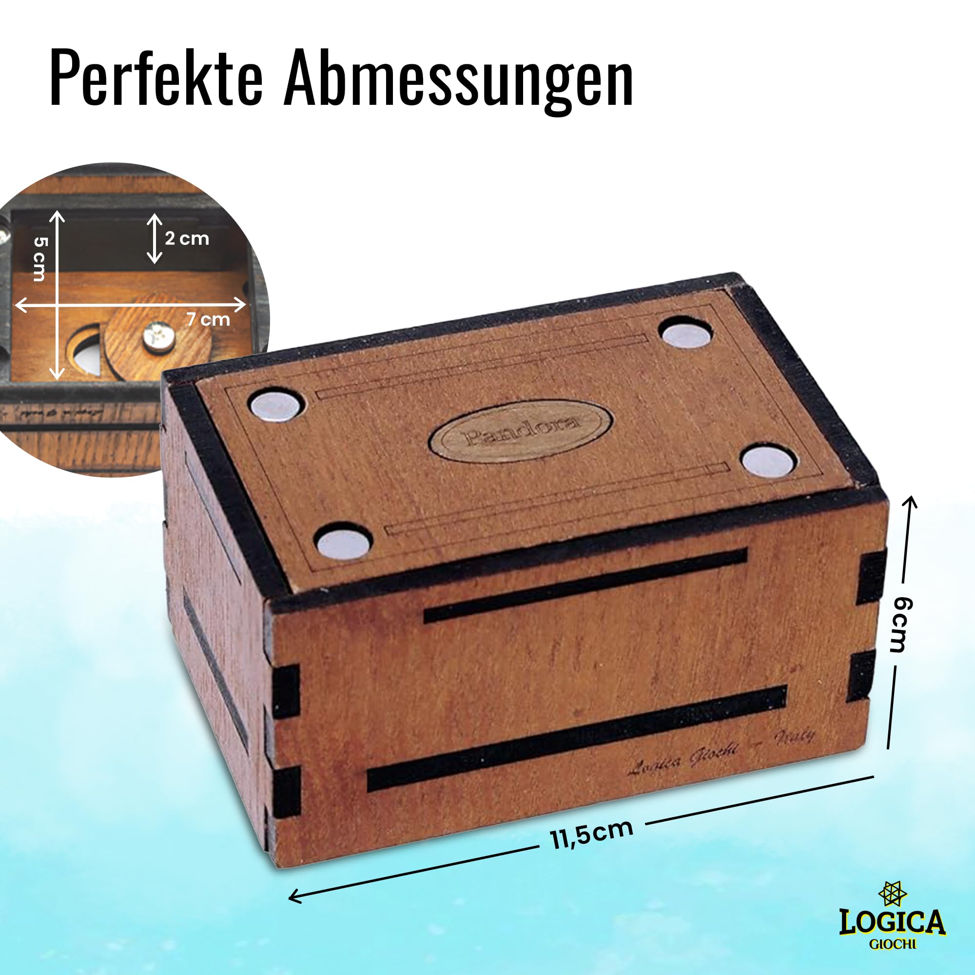 Logica Spiele Art. Pandora Box – Die Secrete Box – Puzzles aus Holz – Geheimset – Schwierigkeitsgrad 5/6 Unglaublich – Kollektion Leonardo da Vinci