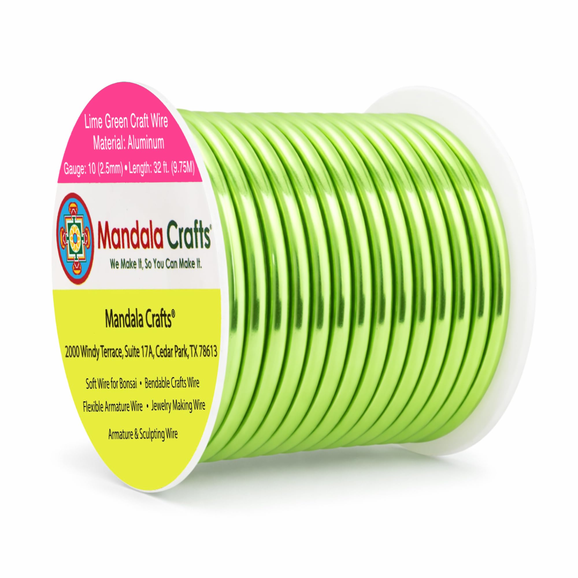 Mandala Crafts 10 Gauge Lime Green Anodized Aluminum Craft Wire, 32 FT