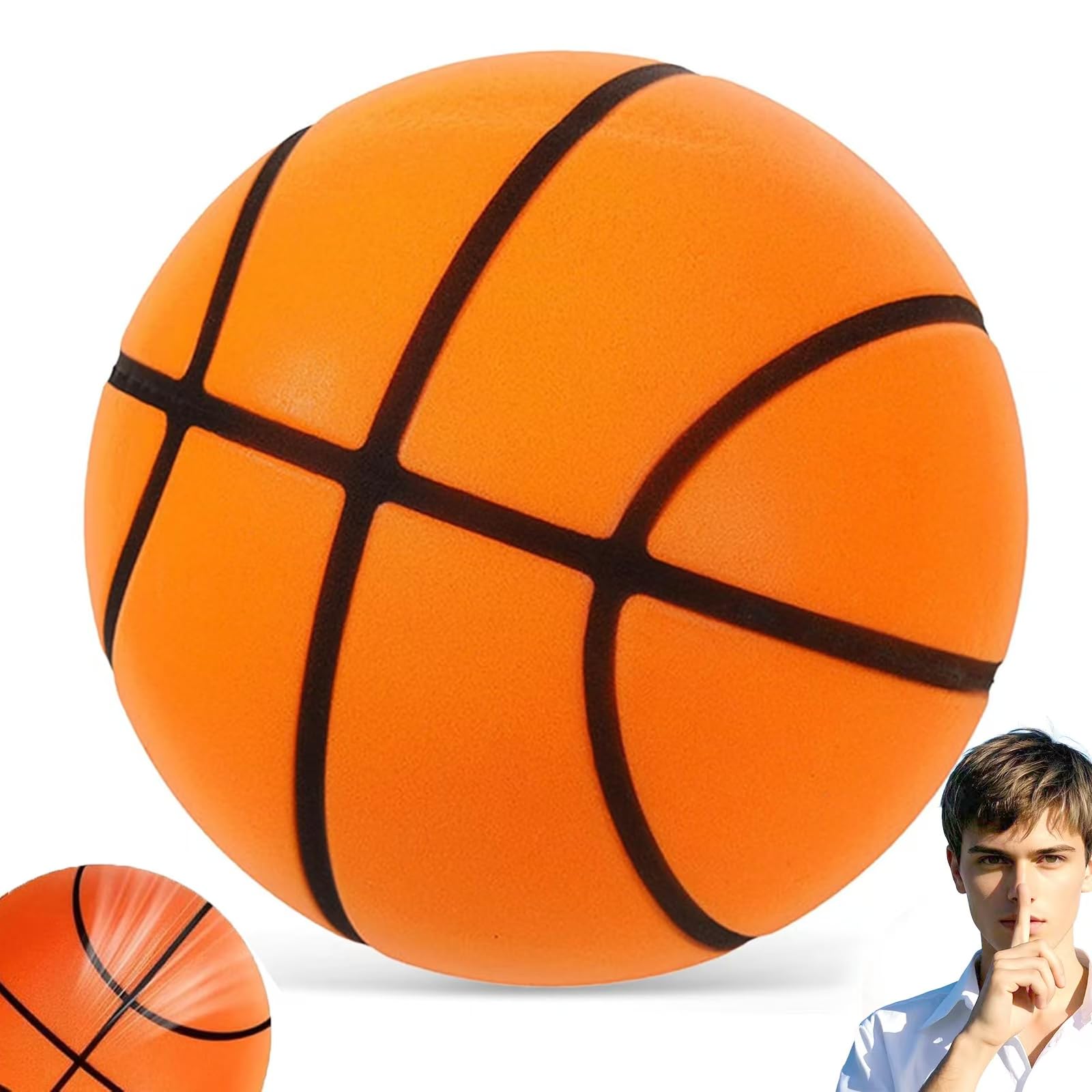 Silent Basketball - Noise-Reducing Foam Training Ball, Indoor/Outdoor Practice, for Players & Kids (24cm/9.45in)
