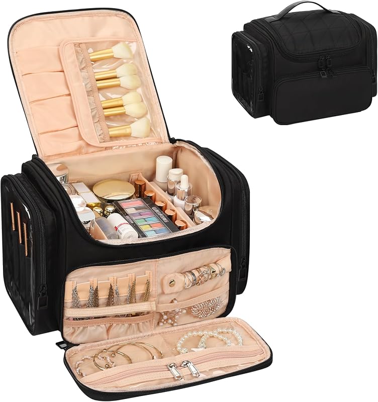 Necessaire grande Bagmoly preta com organizador para joias