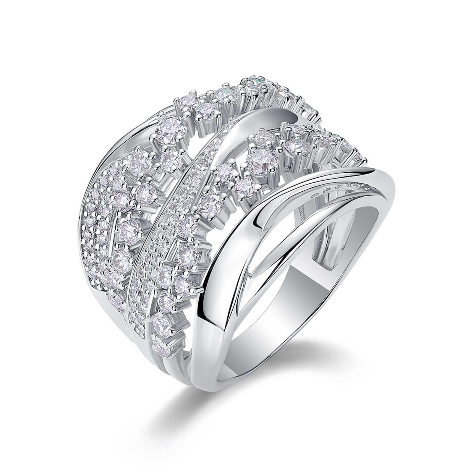 Moissanite Ring Weissgold Trauringe Damen Echtgold Groß Verlobungsring Ehering mit Moissanite Bandringe für Frauen