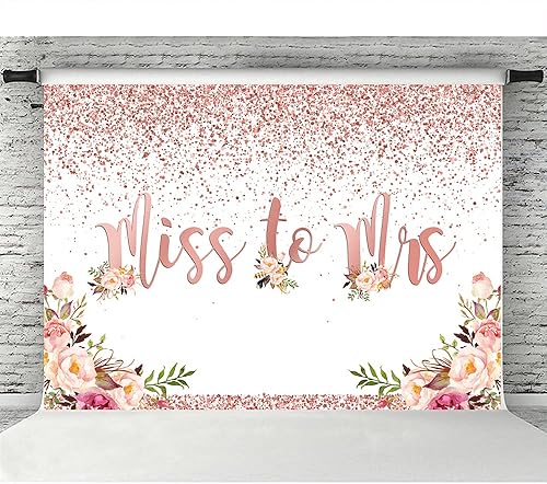 Miniatura 5 de Lofaris Telón de fondo de fotografía de despedida de soltera de oro rosa con purpurina floral rosa confeti boda novia para ser compromiso,