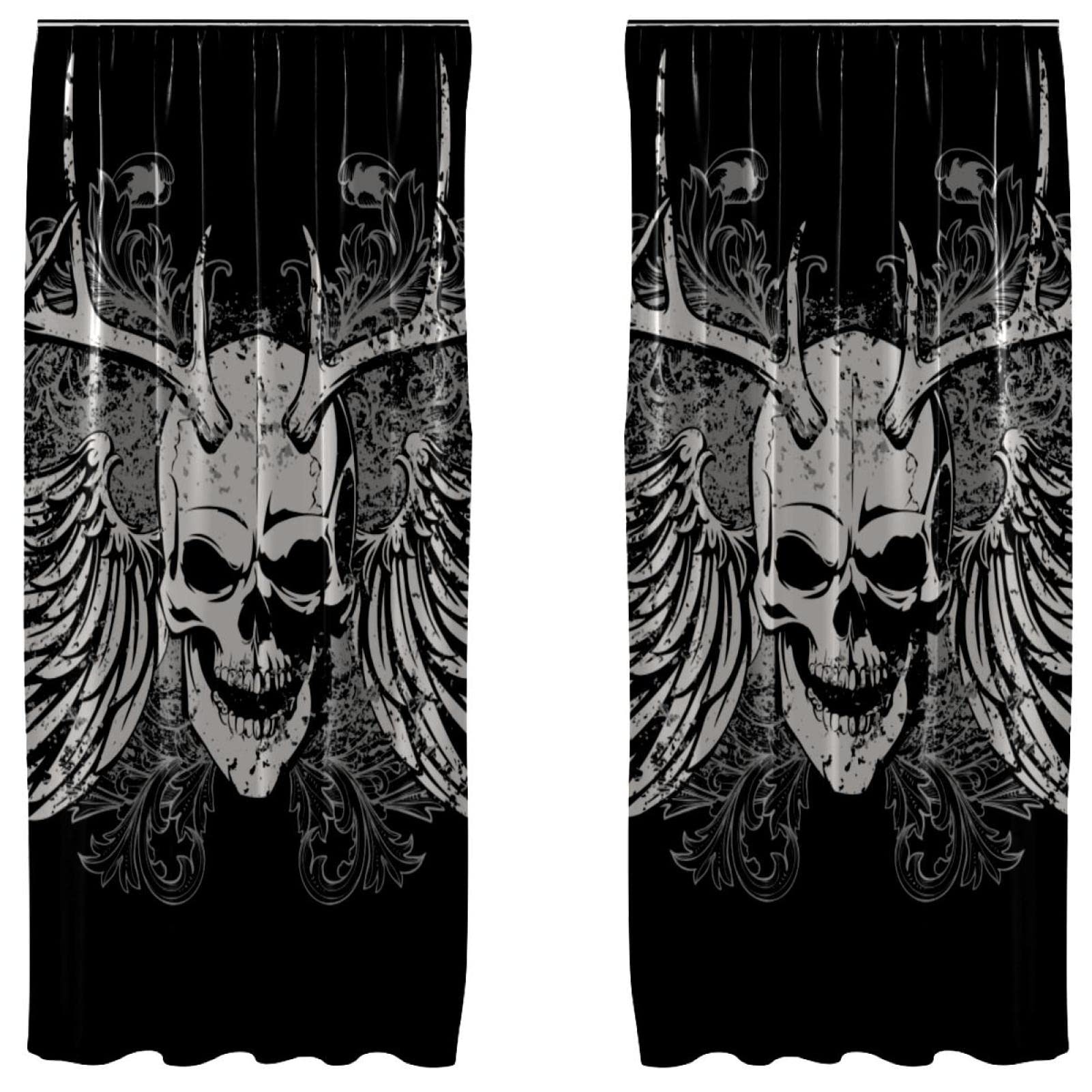 Cortinas opacas de calaveras negras de 55x84 pulgadas para decoración alternativa