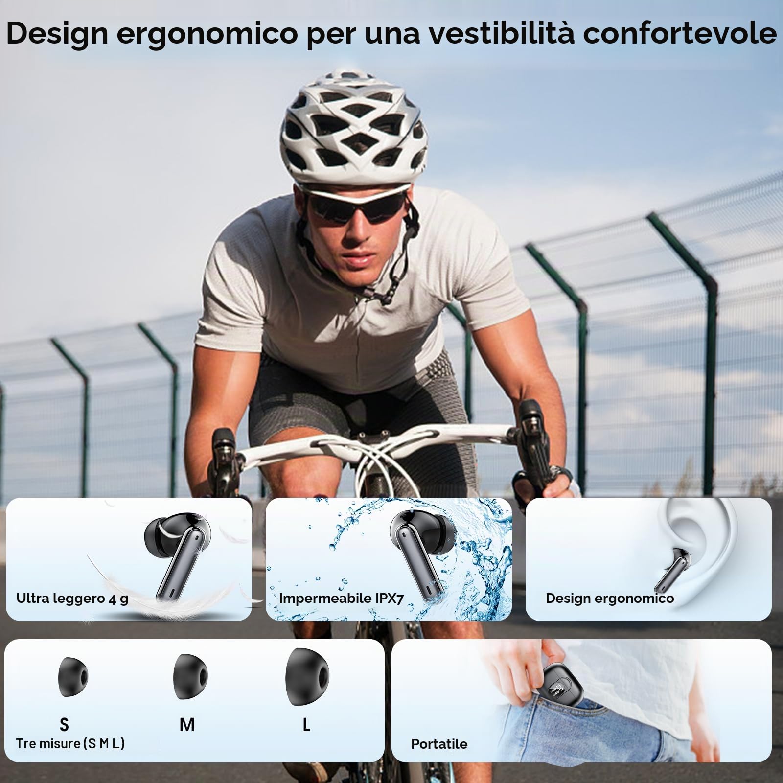 Csasan J90 Pro, Auricolari Traduttori Bluetooth 5.3, Nero