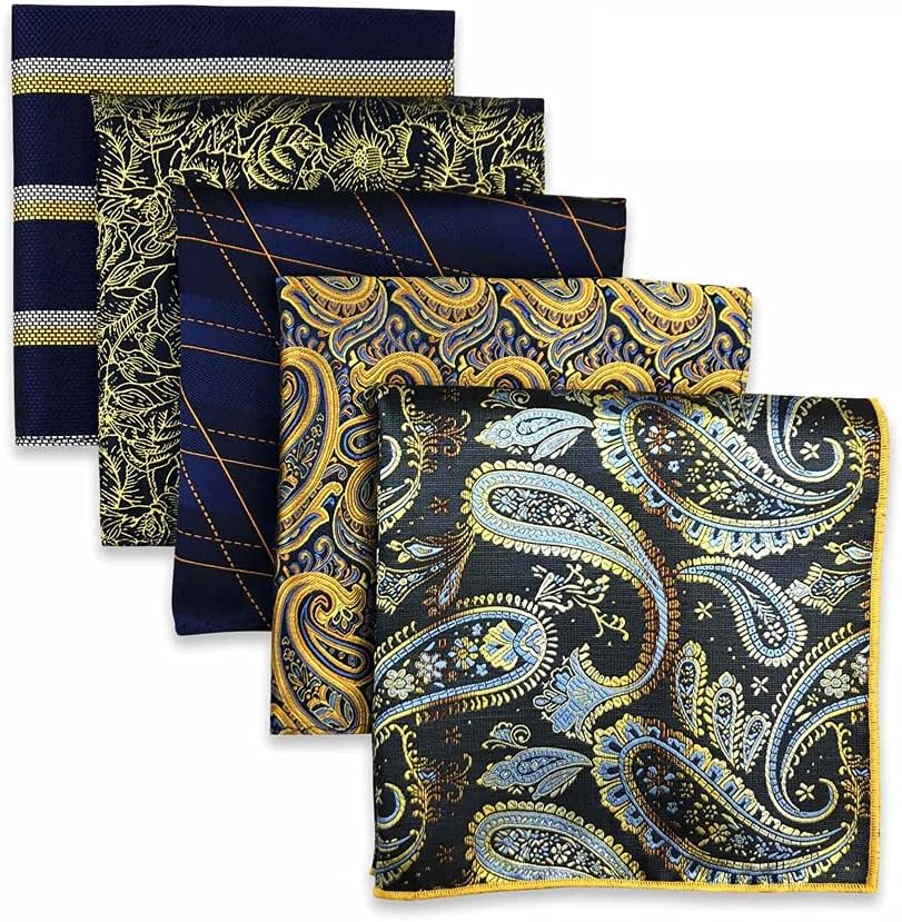 5ピース カラフル アソート メンズ ポケット スクエア シルク クラシック ハンカチ セット ギフト カラフル (カラー : A 