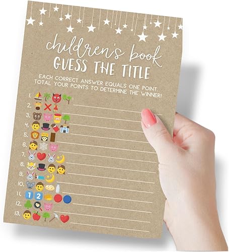 Miniatura 3 de Printed Party Juegos de baby shower para niño o niña - Juego de título de libro Guess The Children's Book, diseño rústico de granero de papel