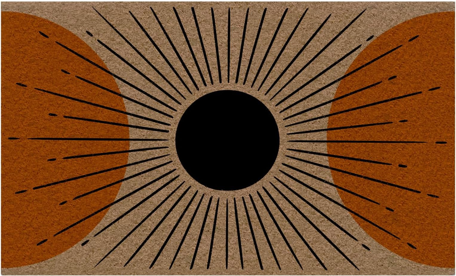 Jakayla Boho Coco Coir Front Door Mat Outside Entrance, Coconut Coir Welcome Mat, Art Mid Century Modern Sun Outdoor Doormat for Outside Entry, Patio, Yard, Front Porch, Farmhouse, Garage, Home Decor