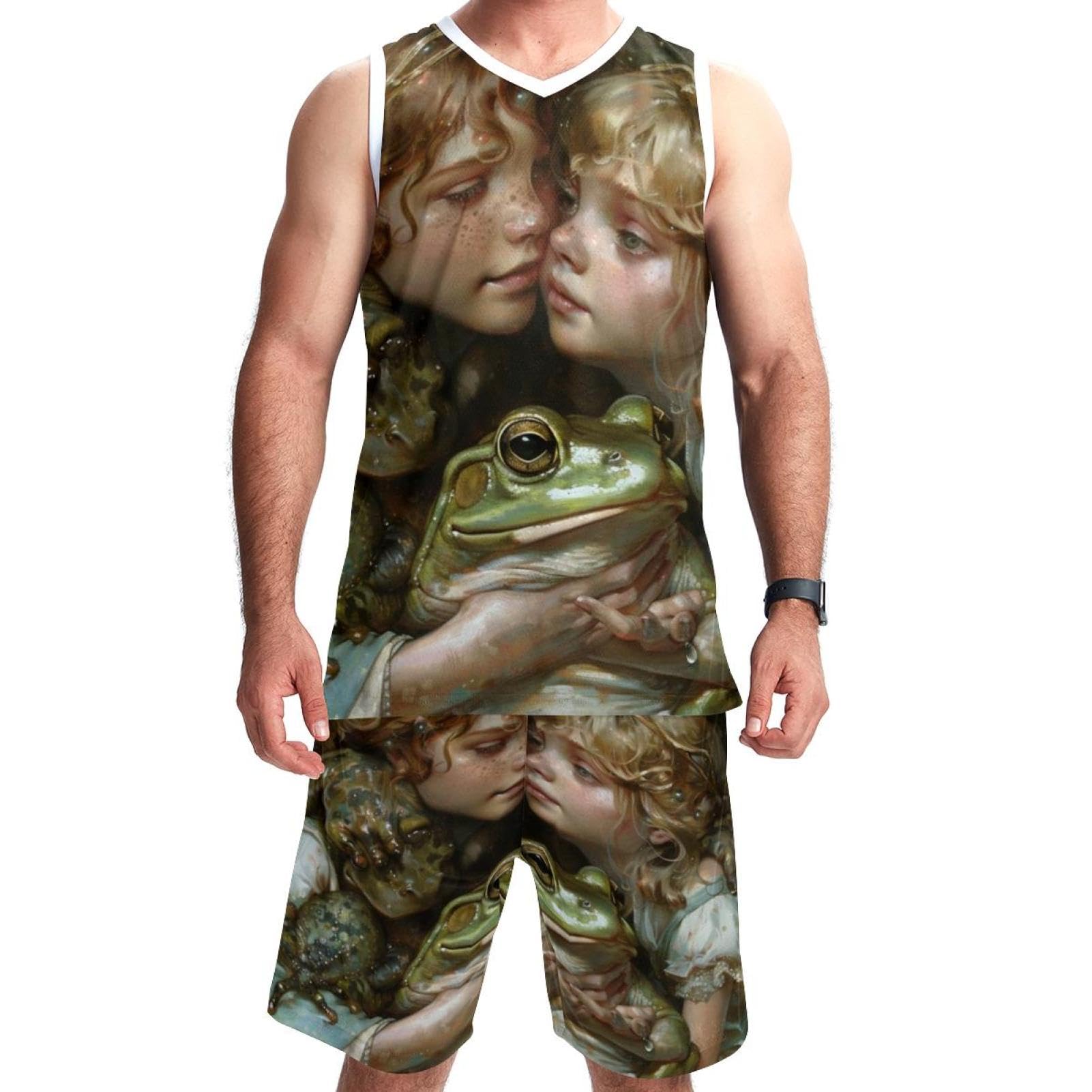 Tuta da basket da uomo con tasche, abbigliamento sportivo per uomo e donna, uniforme di squadra, principe ranocchio, principessa, 5XL