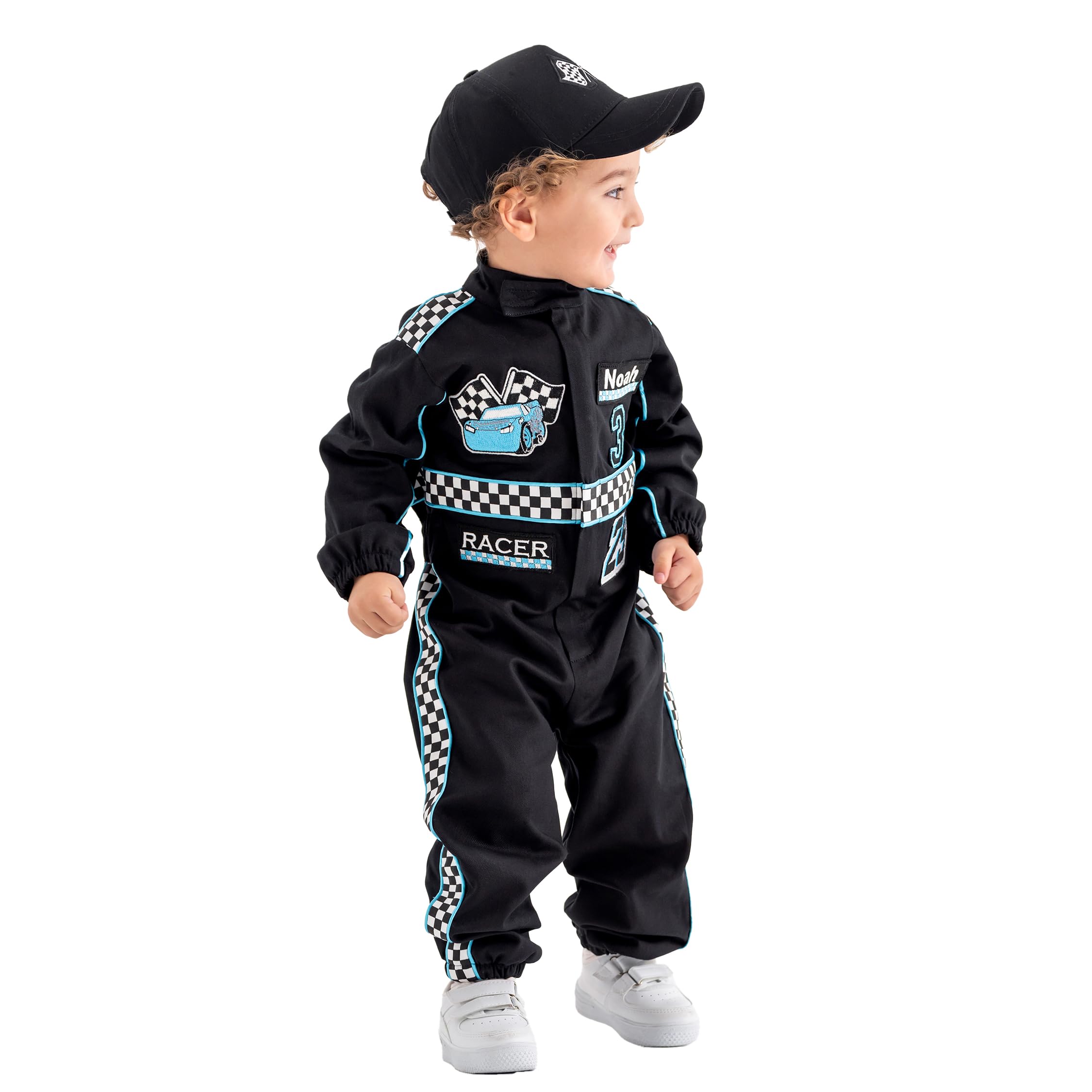 Costumes Club Personalized Handmade Race Car Driver Costume for Toddlers (9-12 Months, Turquoise)