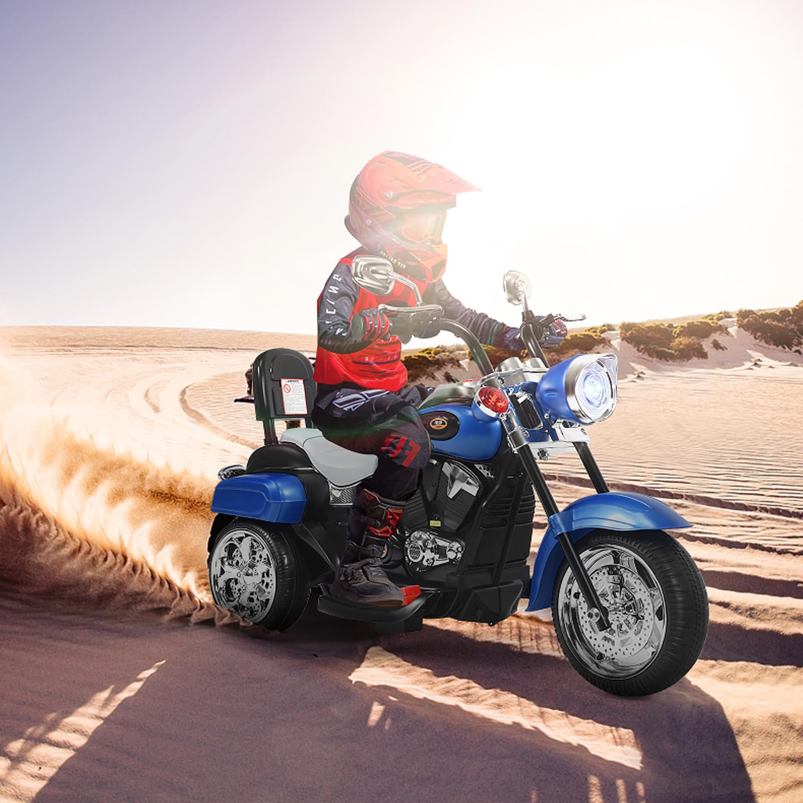 SOARS Moto Elettrica per Bambini 6V a 3 Ruote (Blu)