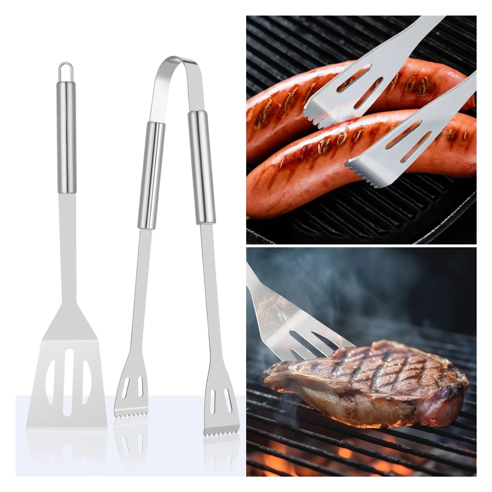 Lot de 20 ustensiles de Barbecue, Outils de Gril, Ensemble de Gril en Acier Inoxydable Robuste, Accessoires de Gril for l'extérieur, Cadeaux de Gril for Papa