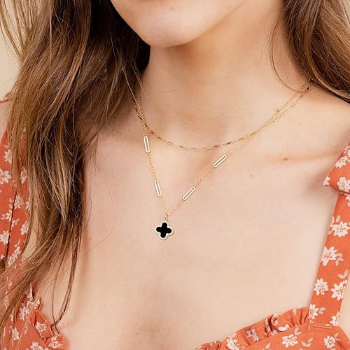 Miniatura 6 de AILPIWE Gold Clover Necklace for Women,18K Gold Plated Lucky Clover Pendant Necklace, Dainty Gold Necklace for Women Gift