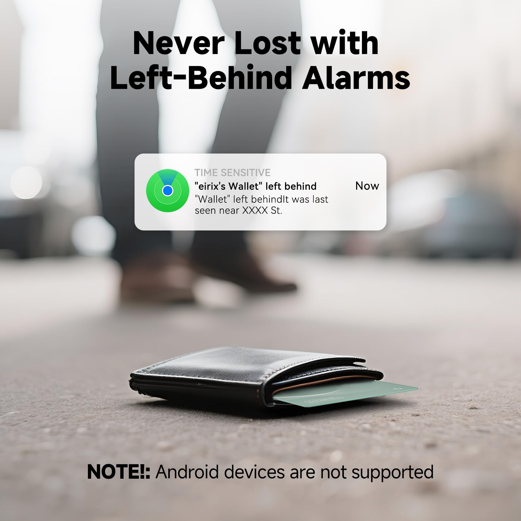 Carta di localizzazione del portafoglio, sottile, ricaricabile, funziona con Apple Find My (solo iOS), localizzatore di oggetti per etichette bagagli, passaporti, telefono