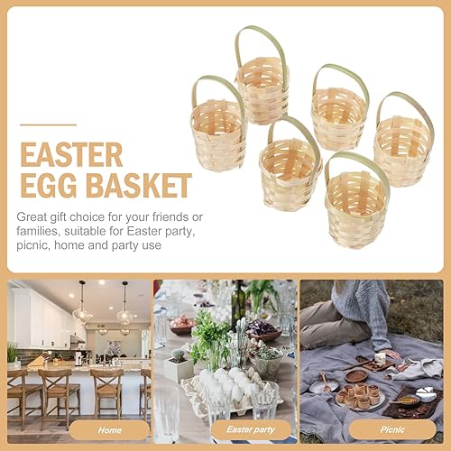 Miniatura 3 de Amosfun 6 cestas de almacenamiento de huevos de Pascua, contenedor de aperitivos de Pascua, despensa tejida, cesta de flores, organizador de Pascua