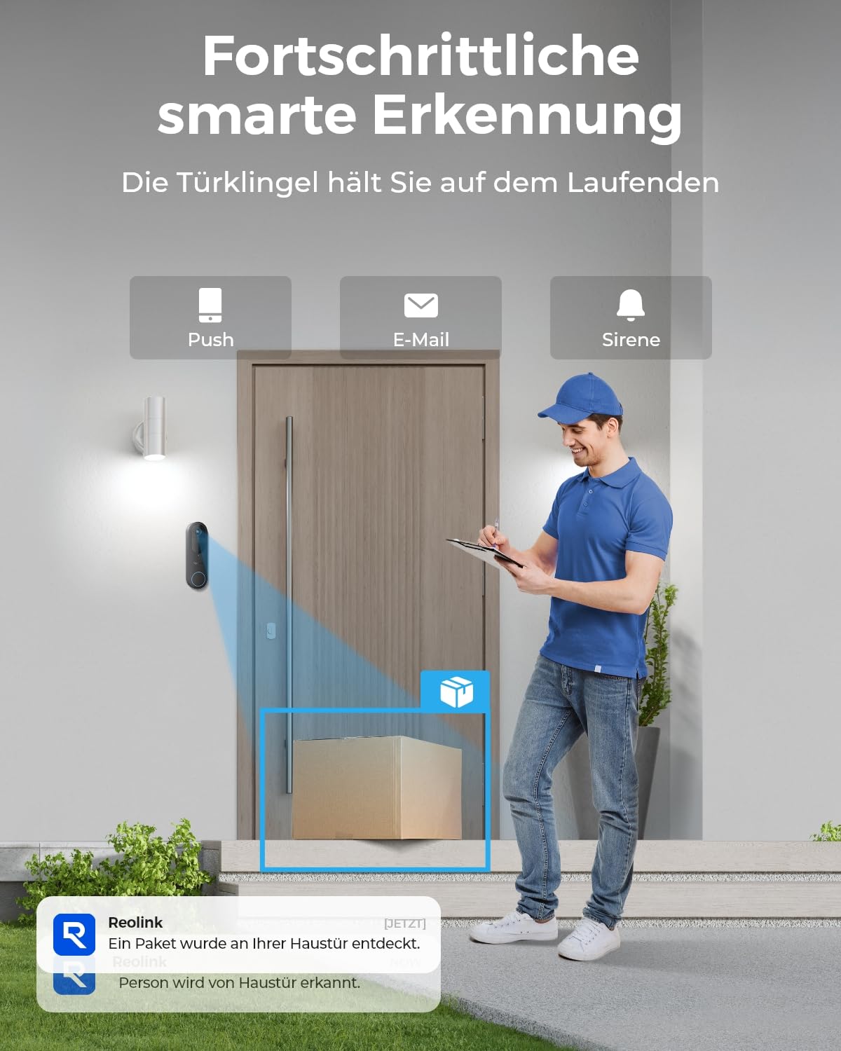Reolink Kabelloses Video-Türklingel Bundle: 2K Akku Video Doorbell mit 1:1 Kopf-bis-Fuß-Ansicht + Home Hub Mini, Lokaler Speicher, Dual-Band WLAN, Ohne ABO