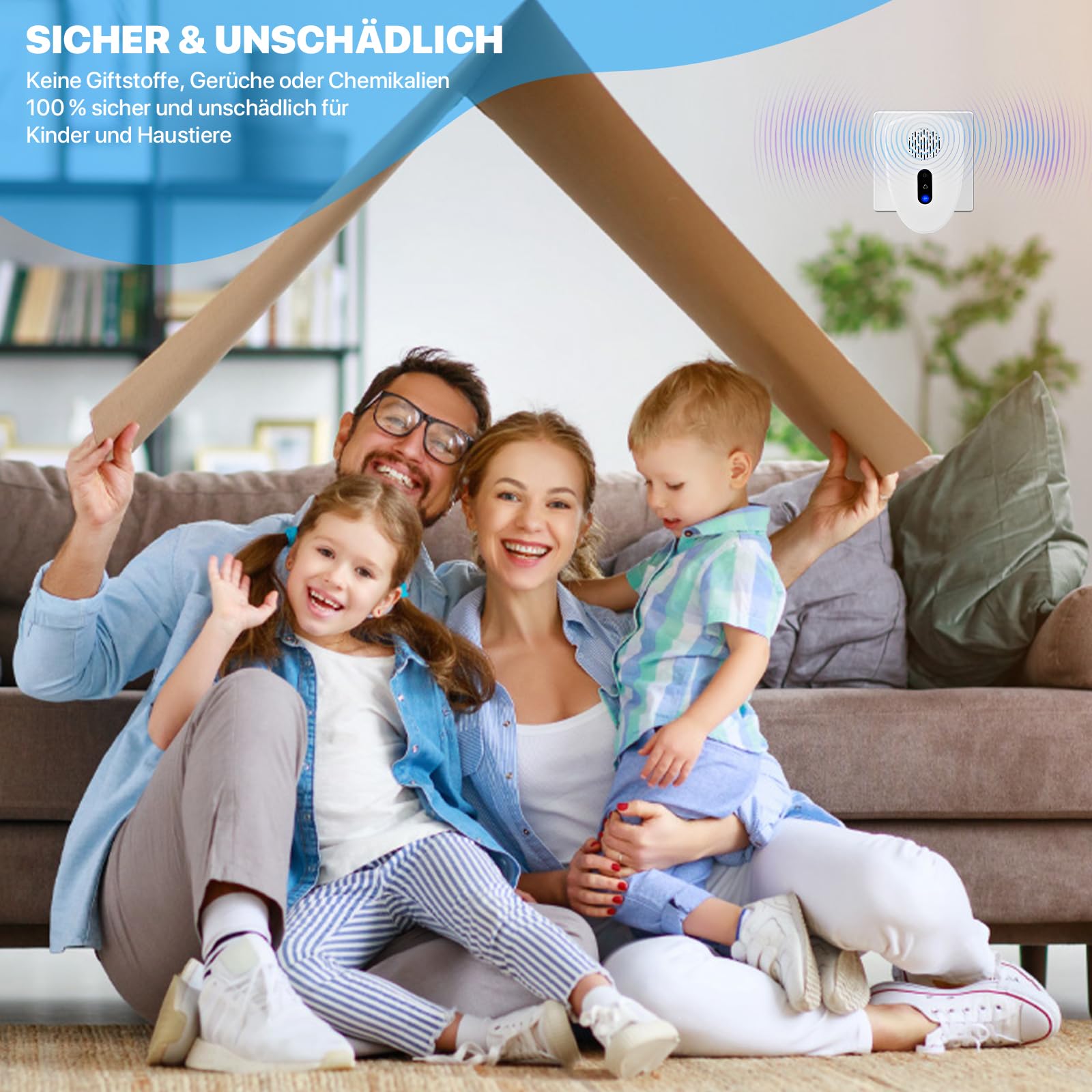 [2026 Upgrade] Ultraschall Schädlingsbekämpfer (4 Stück) – Mückenstecker Mückenschutz gegen Mücken, Fliegen, Kakerlaken, Spinnen – 3 Modi Milbenabwehr, steckerfertig für Schlafzimmer, Kinderzimmer