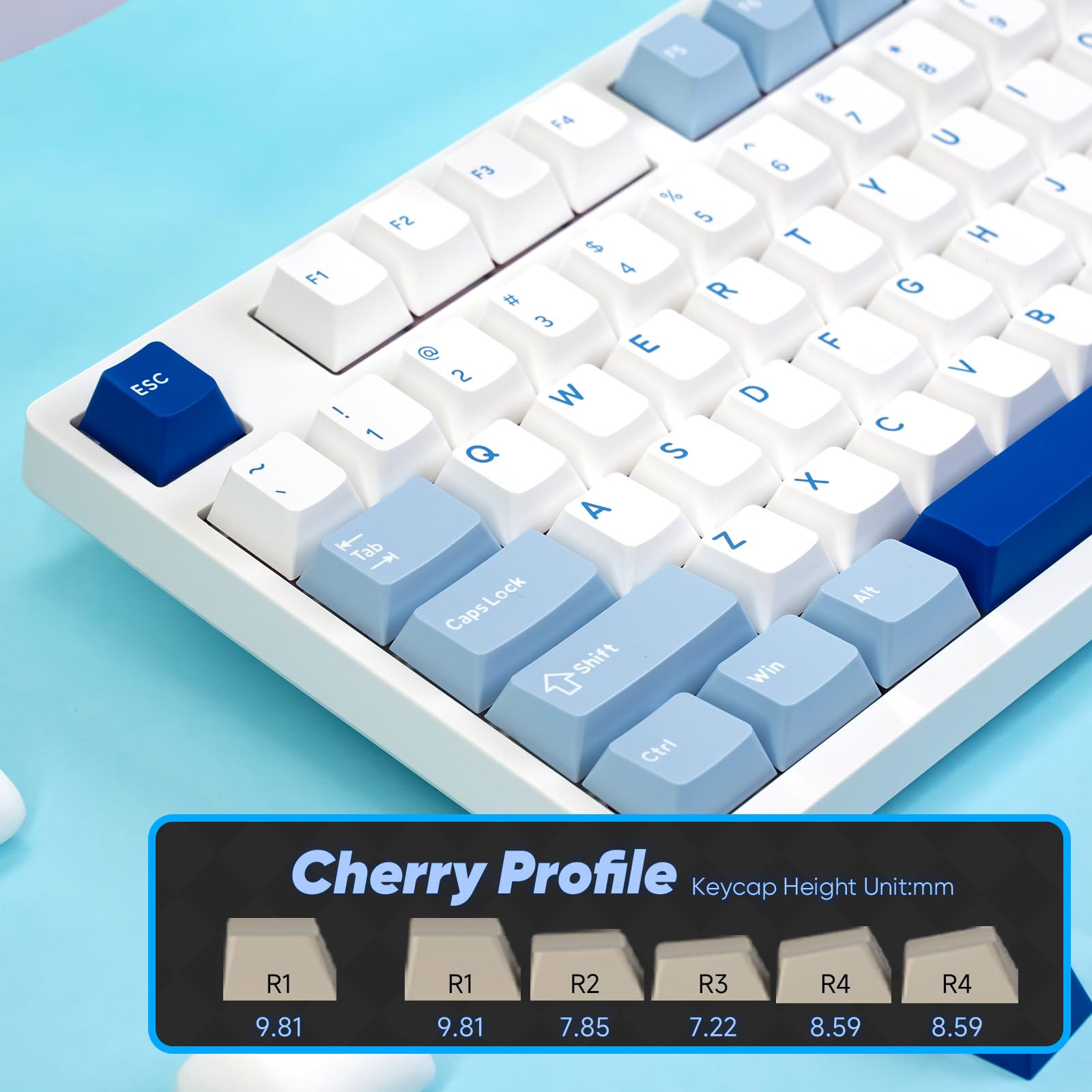 Akko 3108 V3 klawiatura mechaniczna, przewodowa USB typu C, 100% układ US, możliwość wymiany podczas pracy, oświetlenie RGB tylko w kolorze białym, z nasadkami na klawisze PBT Double-Shot (Glacier