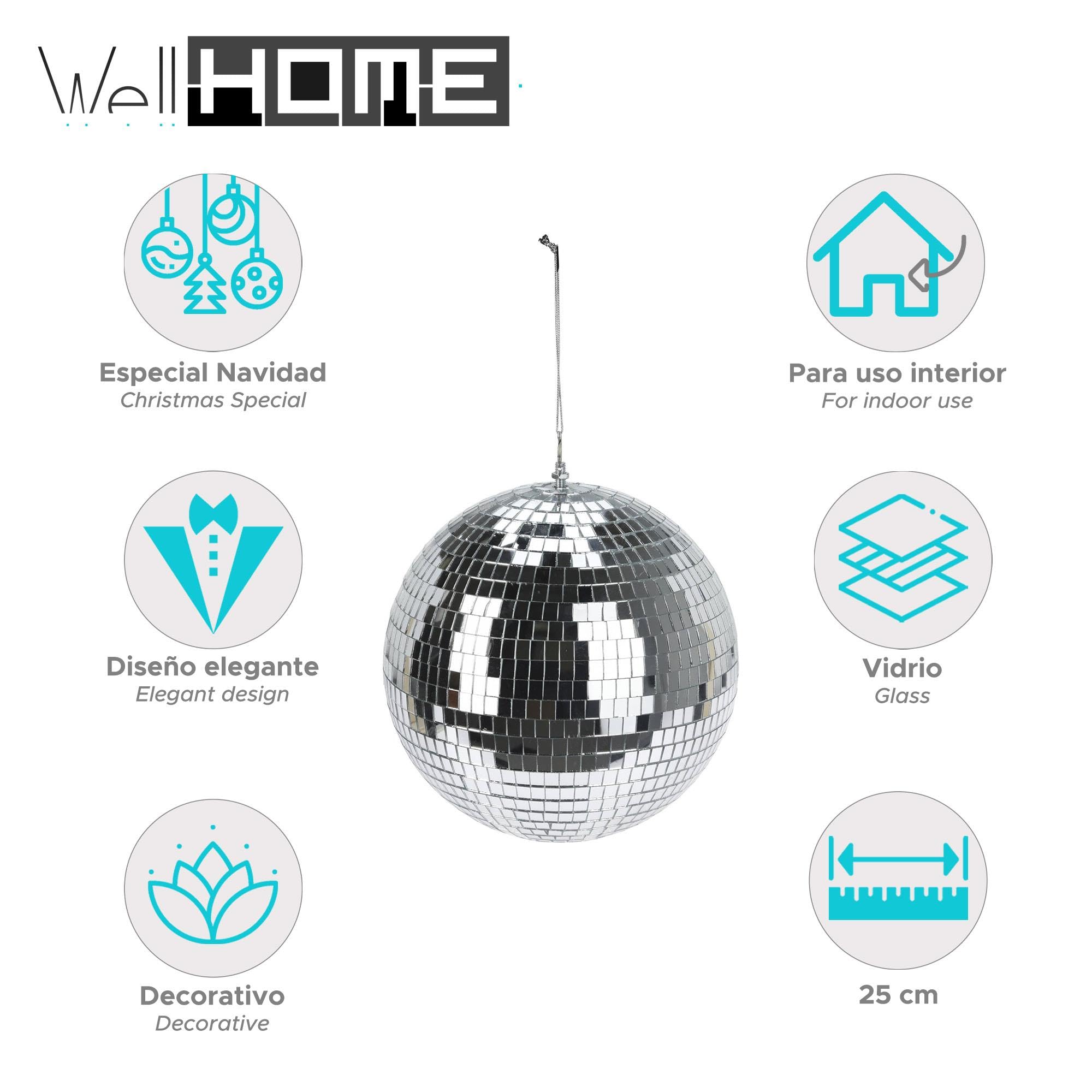 Well Home Bola de Espejo de Vidrio y Espuma de Polietileno Ø25x25cm