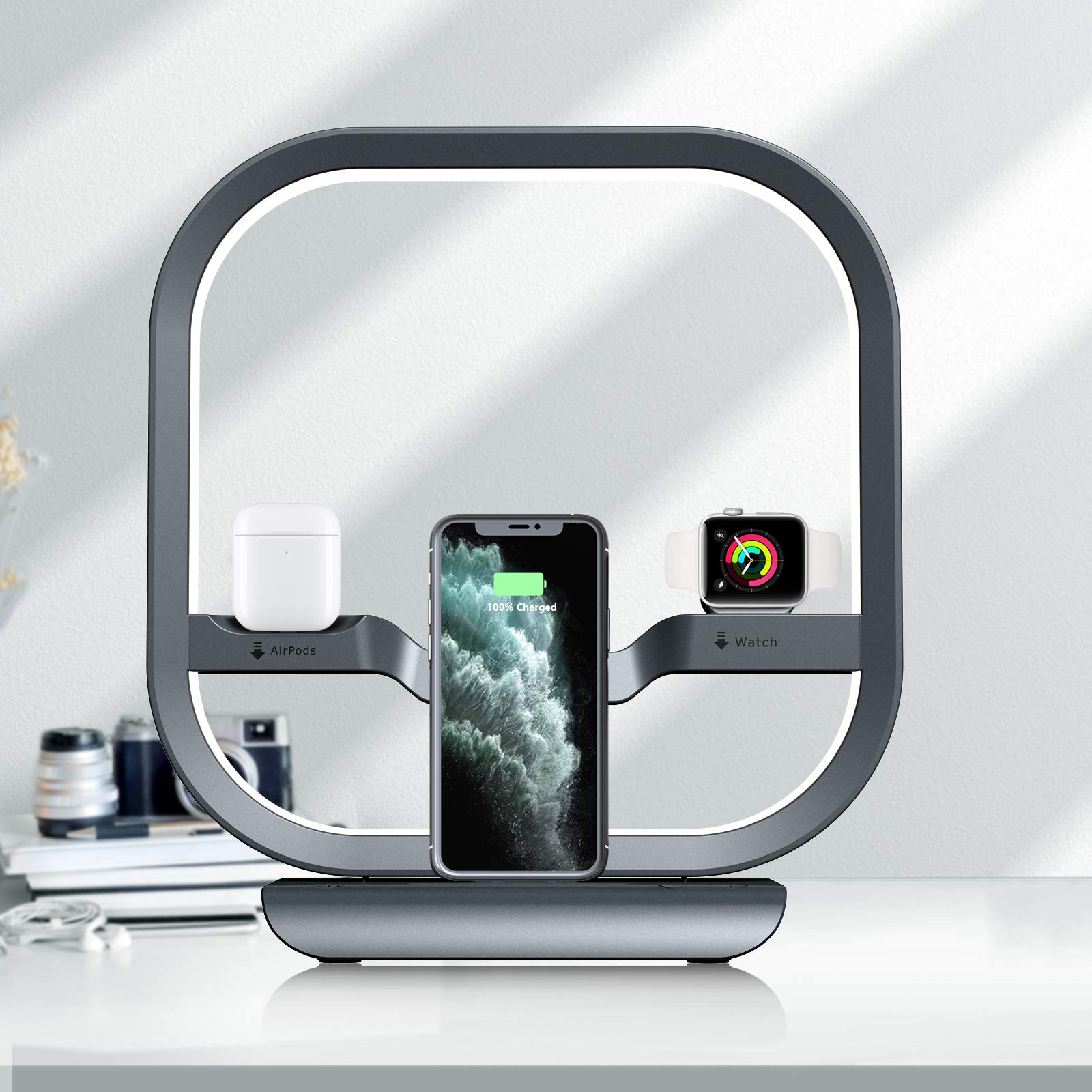 IIQ Desk Lamps for Home Office, Table Lamp with Wireless Charger, Desk Lamps with USB C/Type C & USB A Port, Modern Desk Lamp with Touch Control, Color Temperatures Memory Function (Black02)