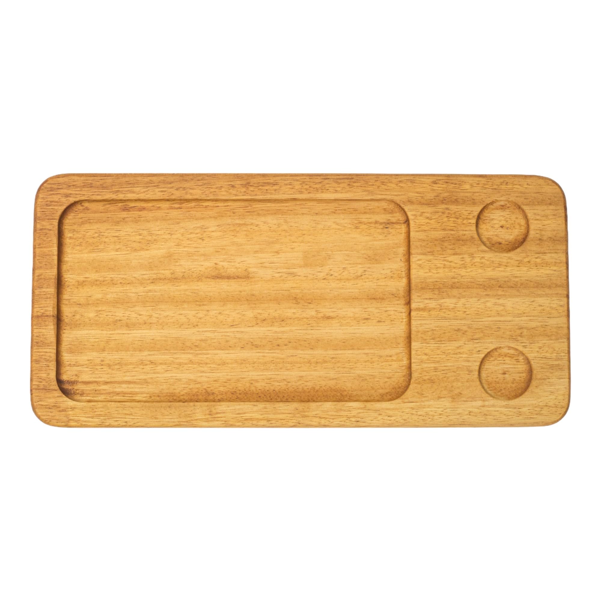 Iroko Wood Steak Board – 15.7"x7.5" – Burger & Meat Serving Platter with Juice Groove – Rustic Wooden Charcuterie Tray