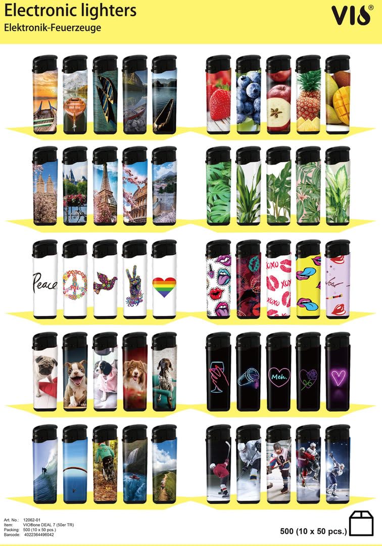Klik aanstekers 25 in tray navulbaar - Sleeve deal - glitter party prints - Lighters