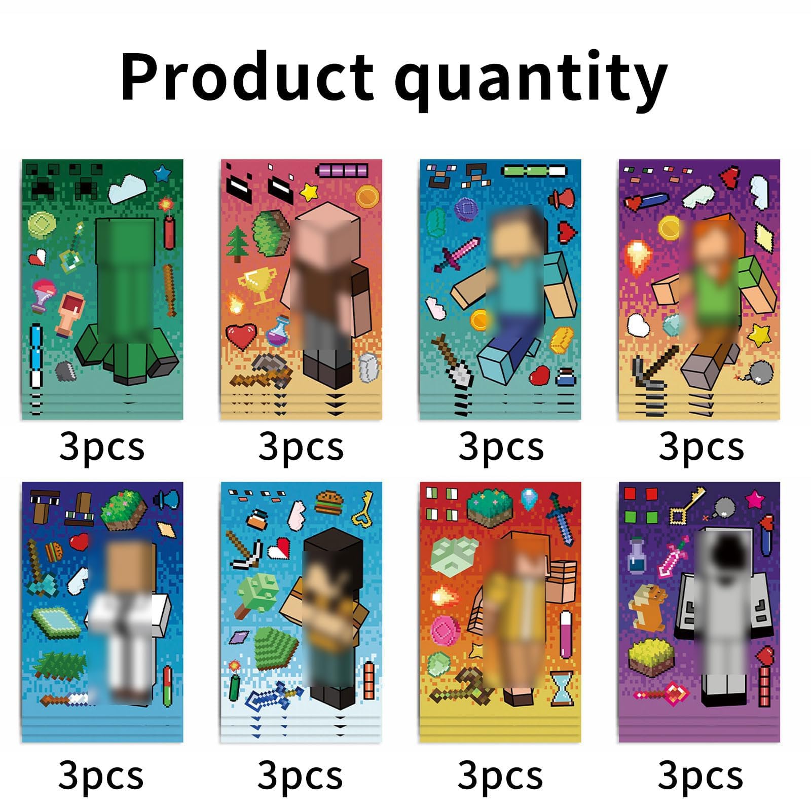 8 Pcs Stickers, Temporary Tattoo Stickers for Kids, Gaming Stickers for Water Bottles, Notebooks and Accessories, 11x16CM Paper, DIY Crafts and Party Favors 1