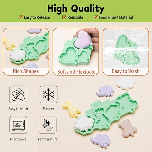 Miniatura 3 de KALAIEN Moldes de silicona para chocolate con estrella, forma de corazón y gomitas, moldes de fondant de flores para moldes de velas, bandeja de