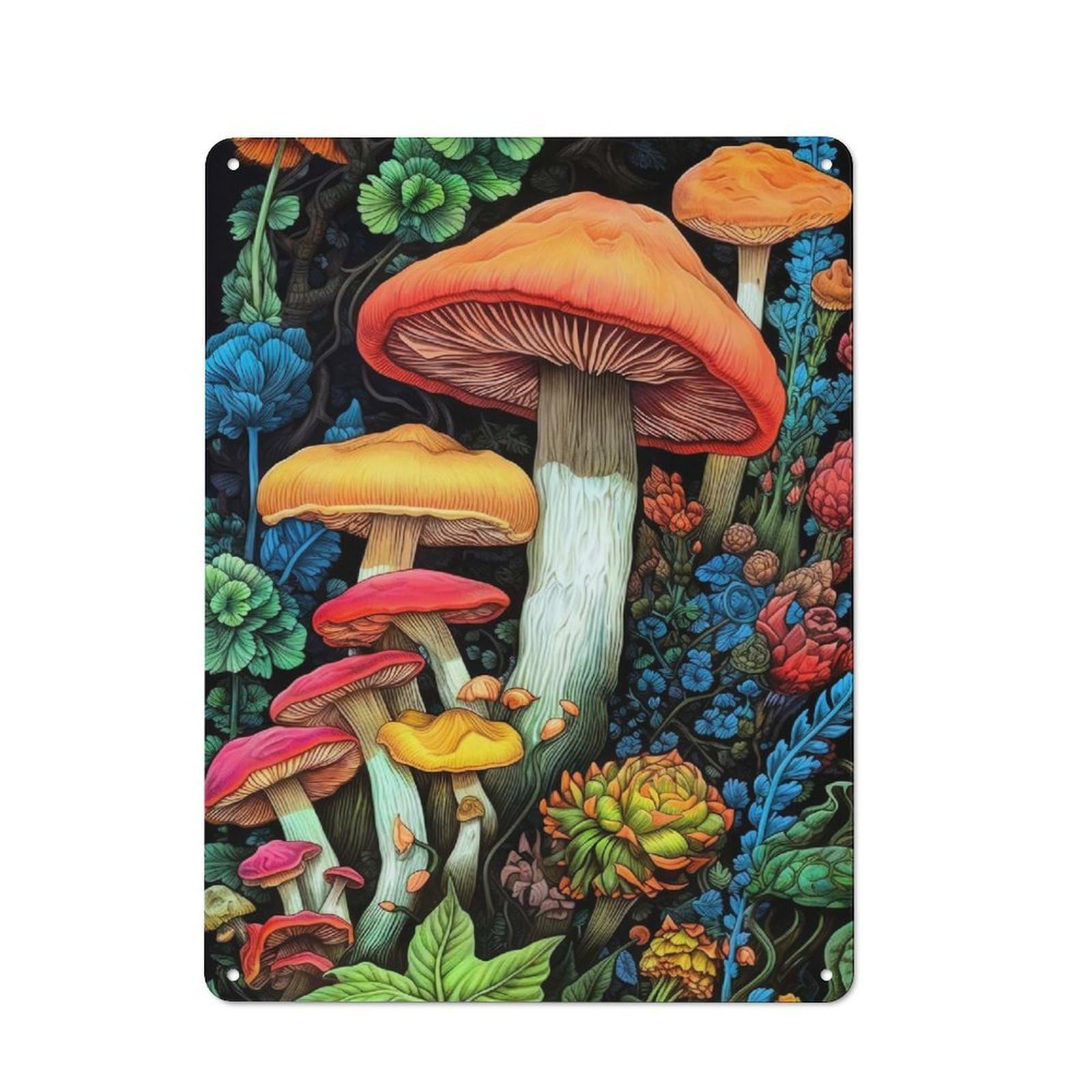 Mushrooms 1 Metal Wall Plaque 40x30cm, Character Room Wall Plaque for Hallway, Home Bar, Garage Or Study