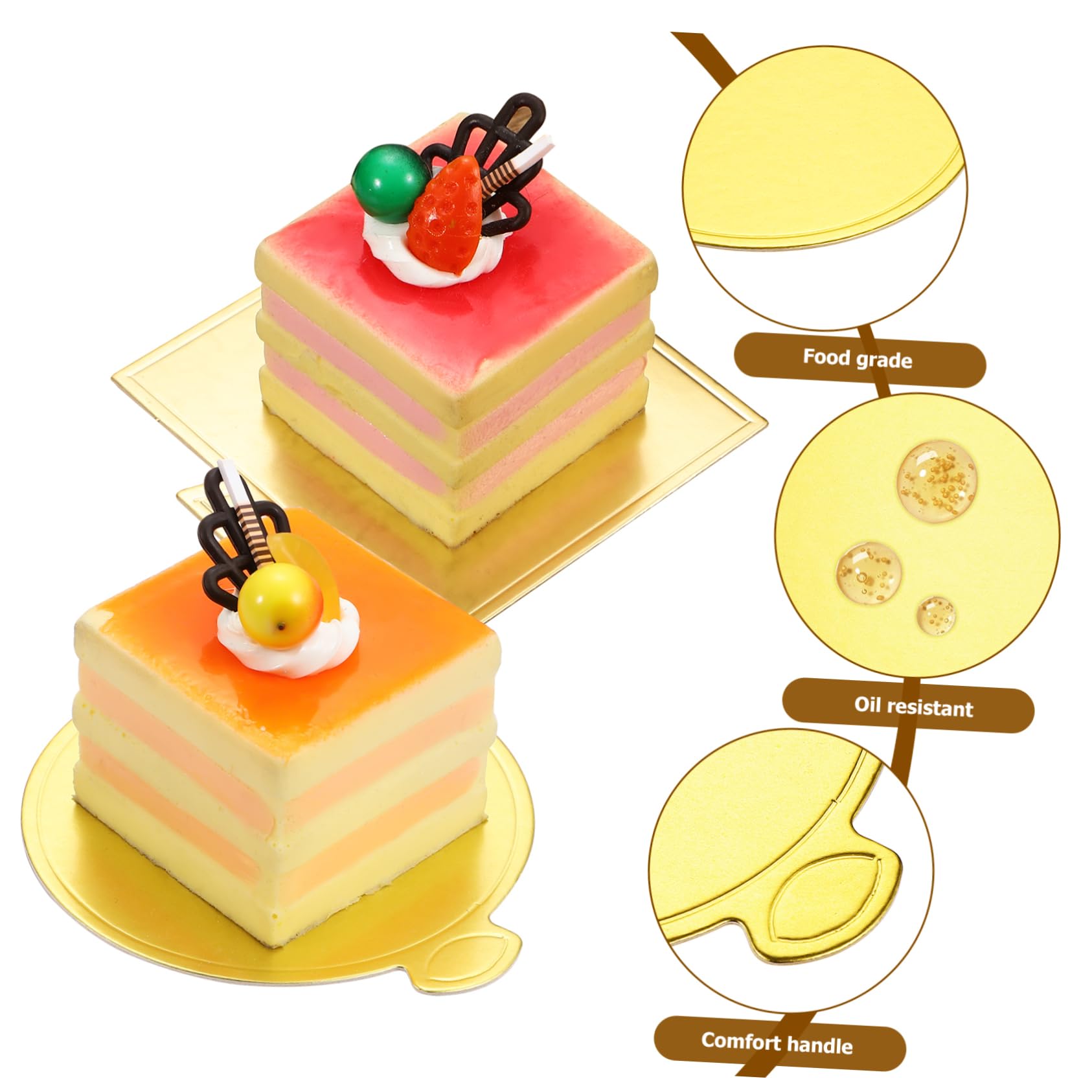 DECHOUS Tavola per Torta in Carta, Supporti Rotondi e Quadrati Vassoio per Decorazione Dessert, 200 Pezzi, Anti-Grasso, per Cake Shops