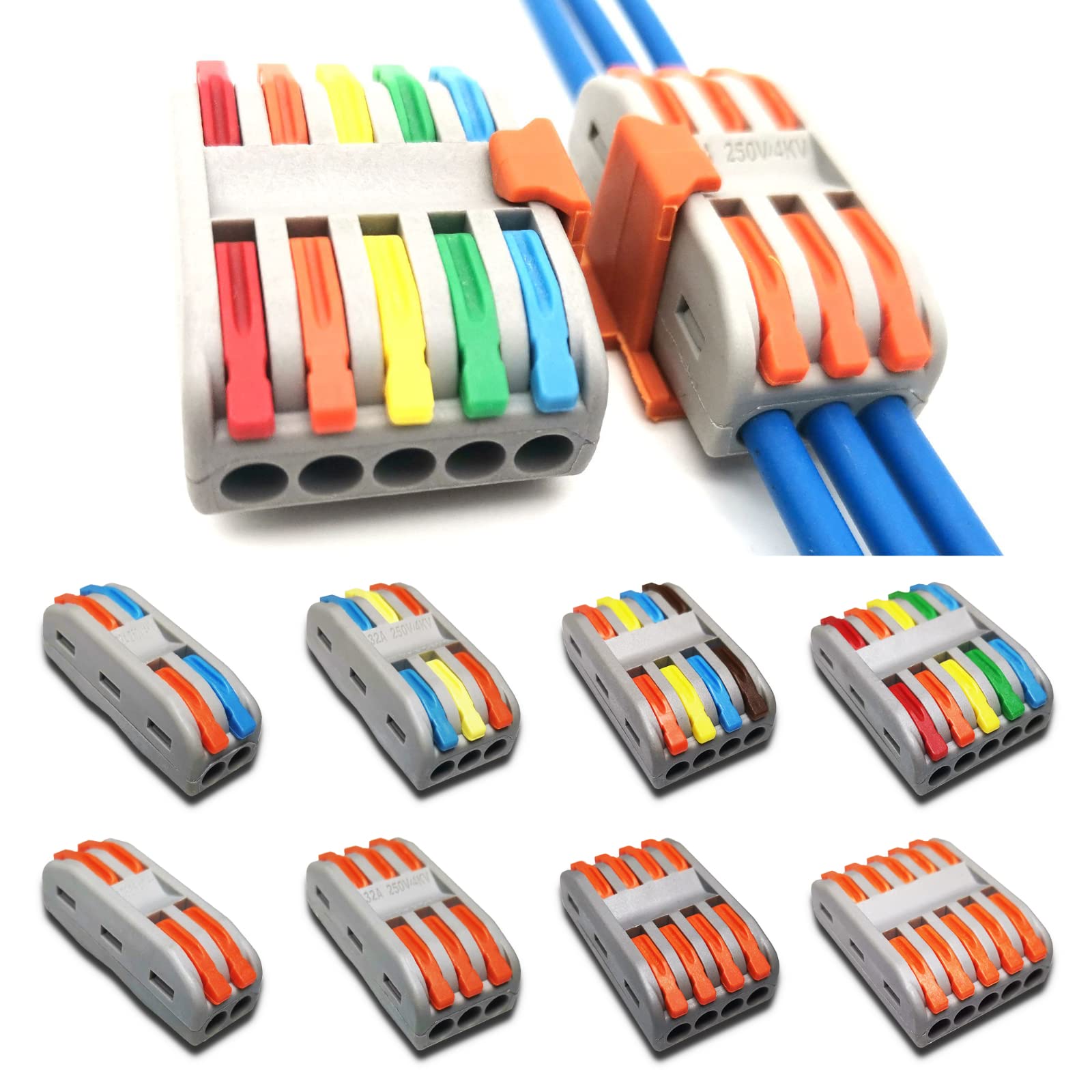 10/25/50/100PCS Wire Connectors 2-2 Terminal Block Conductor SPL Push-in Terminal Block Cable Splitter LED Light conector(2-4,25 PCS)