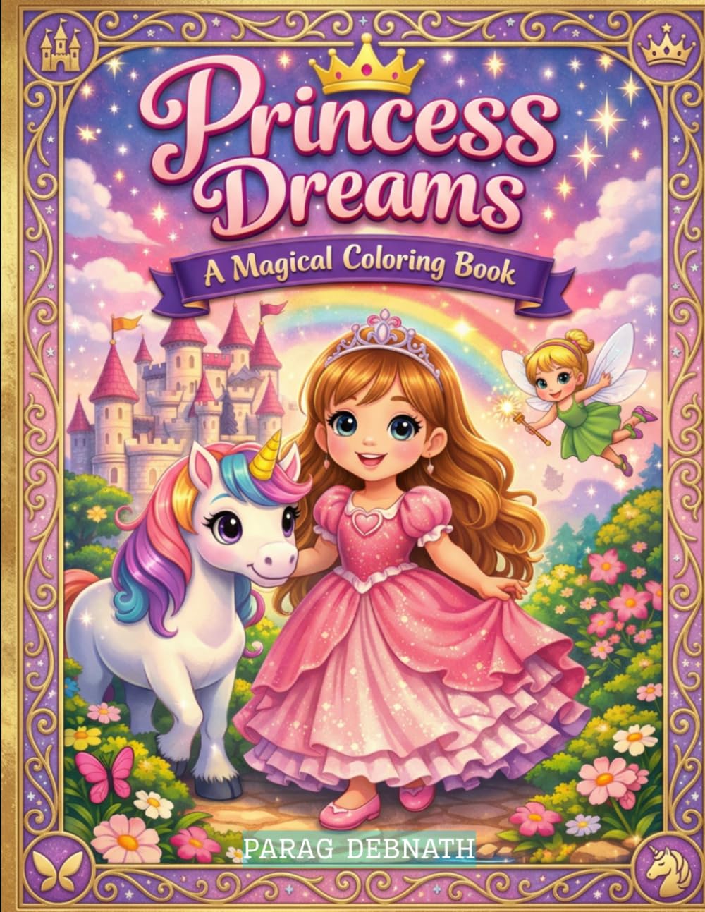Princess Dreams Coloring Book: A Magical Fairy Tale Adventure with Unicorns, Fairies, Dragons & Fun Activities for Kids Ages 4-10