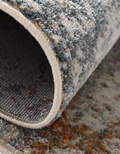 Miniatura 5 de Unique Loom Baracoa Collection - Alfombra Panamericana (5 pies 1 pulgada x 8 pies, ovalada, cremaazul)