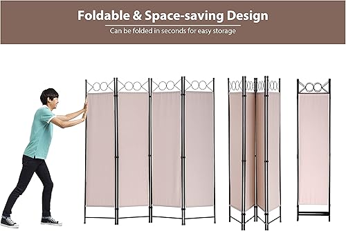 Miniatura 2 de Divisor de habitación de 4 paneles, separadores de pared de oficina portátiles plegables con marco de metal, pantalla de privacidad para separación