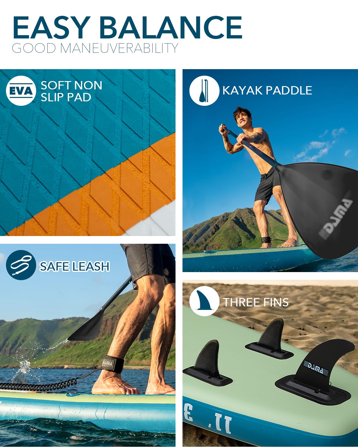 DAMA Stand Up PaddleBoarding Yoga PaddleBoard, nadmuchiwane deski do wiosłowania dla dorosłych, nadmuchiwane deski do wiosłowania dla dorosłych, SUP SUP z siedzeniem kamery, pływające wiosło kajakowe,