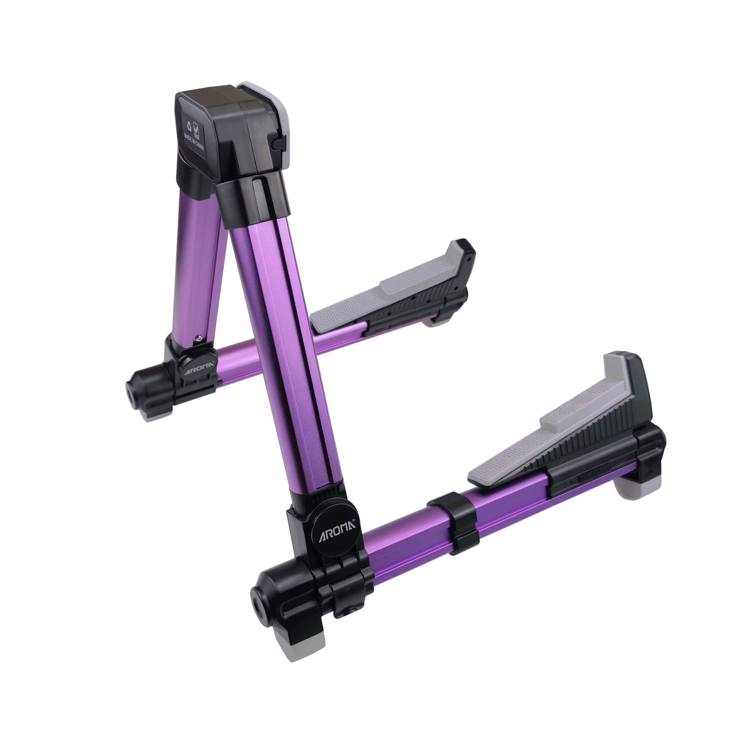 Meeland Purple Universal A-Frame Foldable Guitar Stand - Adjustable And Portable Rest For Classical, Acoustic, Electric Guitars, Bass And Ukulele; Ideal For Stage And Home