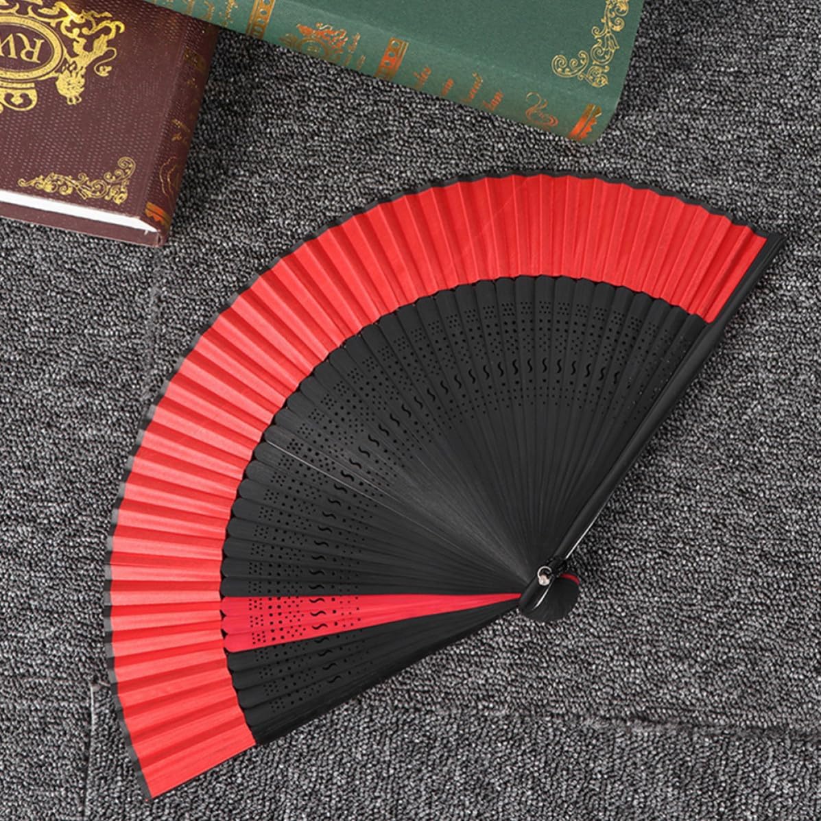 LIFKOME Vintage Folding Handheld Fan with Sturdy Structure and Elegant Cloth Material, Lightweight and Decorative Hand Fan for Dance and Outdoor Cooling Random Color