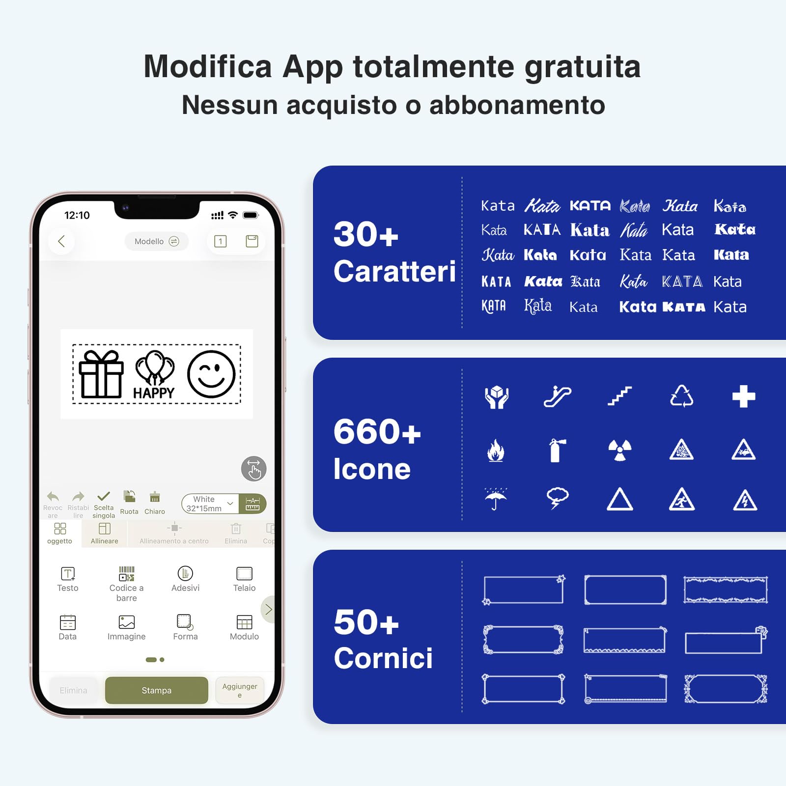 SUPVAN E12 - Etichettatrice con 4 nastri, compatibile con tastiera e app, schermo retroilluminato, margini ridotti, ricarica USB-C, senza inchiostro, ideale per casa, cucina, ufficio, scuola, nero