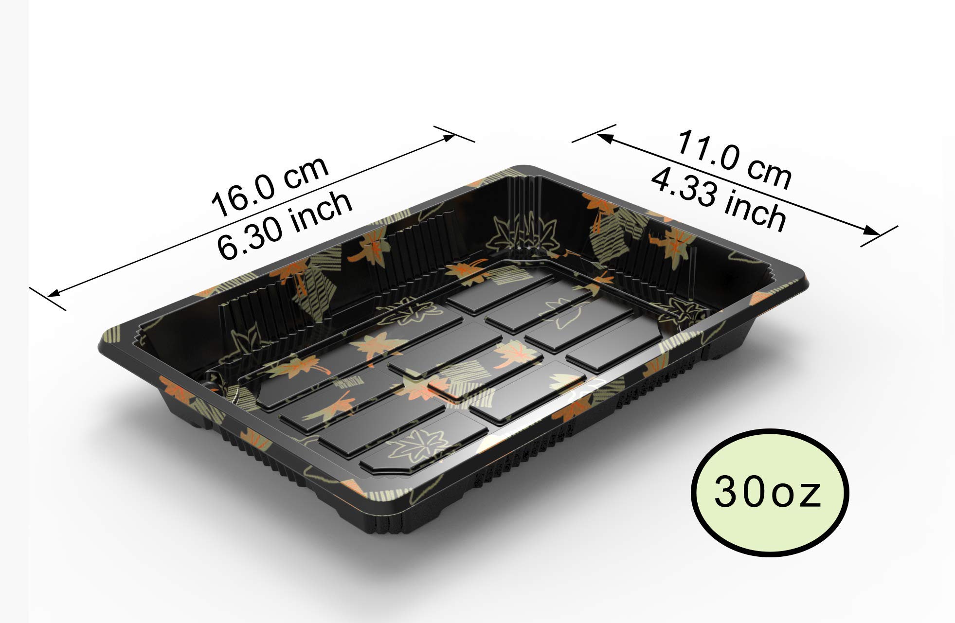 SEABOOM 3# Sushi Container Sushi Tray Sushi Plate 6.3 * 4.3-Inch to Go Container With Clear Lid 400 sets 3#