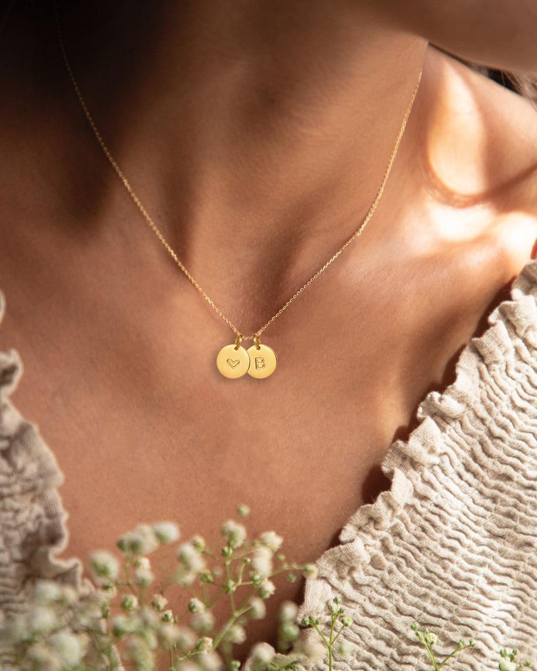 Tiny Initial Heart Necklace,Dainty Personalized Letter Heart Necklace for Women,18K Gold Plated - Image 4