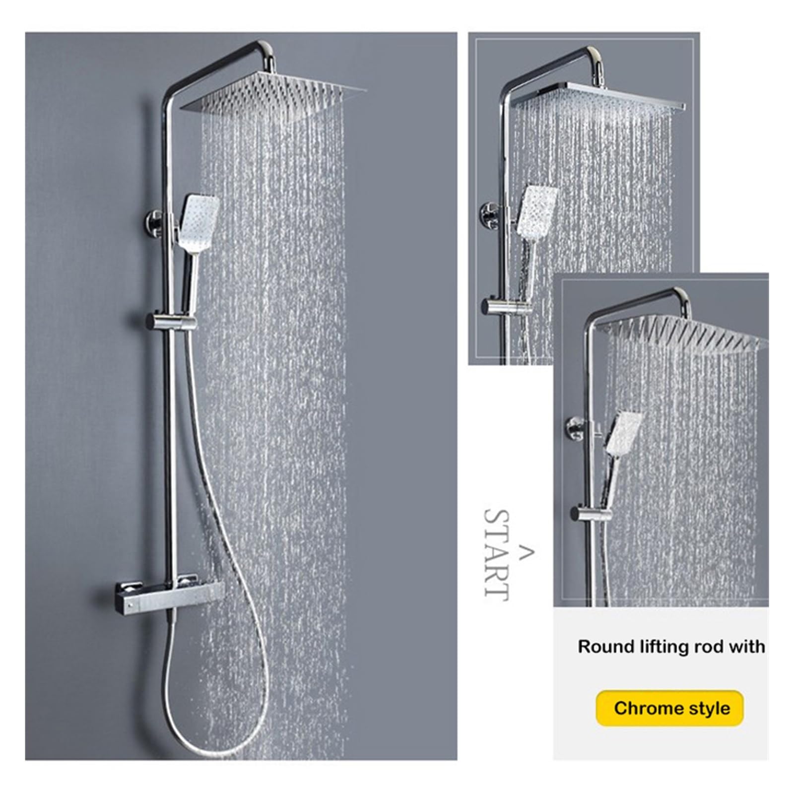 Duschpaneel, Badezimmer-Duschsystem, Kupferkörper, schwarzes Duschset mit zwei Geschwindigkeiten, unter Druck stehende Handbrause mit drei Funktionen(S1824B-TH-2G)