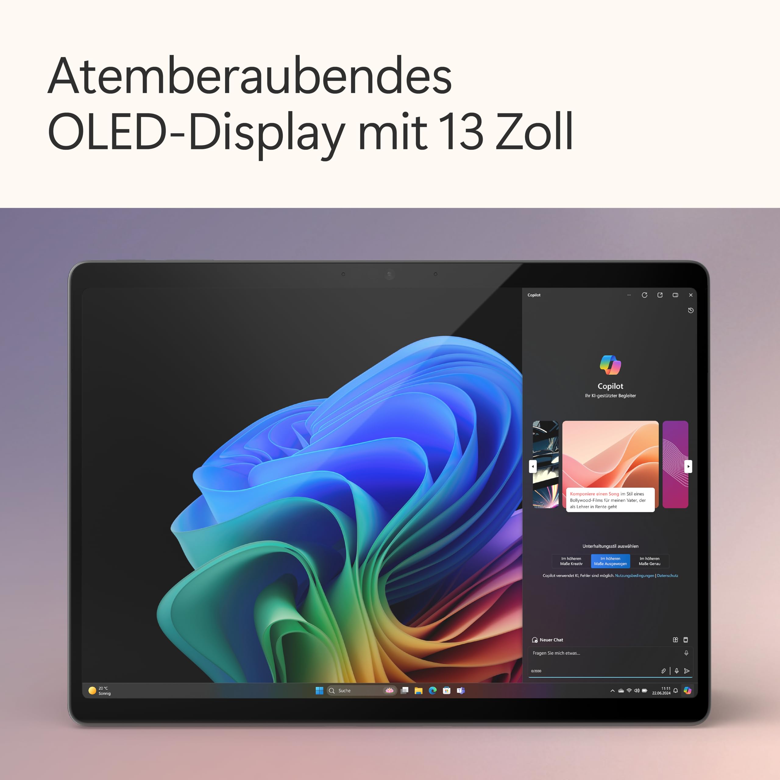 Microsoft Surface Pro 11. Edition Copilot+ PC 13" OLED Touchscreen Snapdragon X Elite 16GB RAM 256GB SSD Schwarz