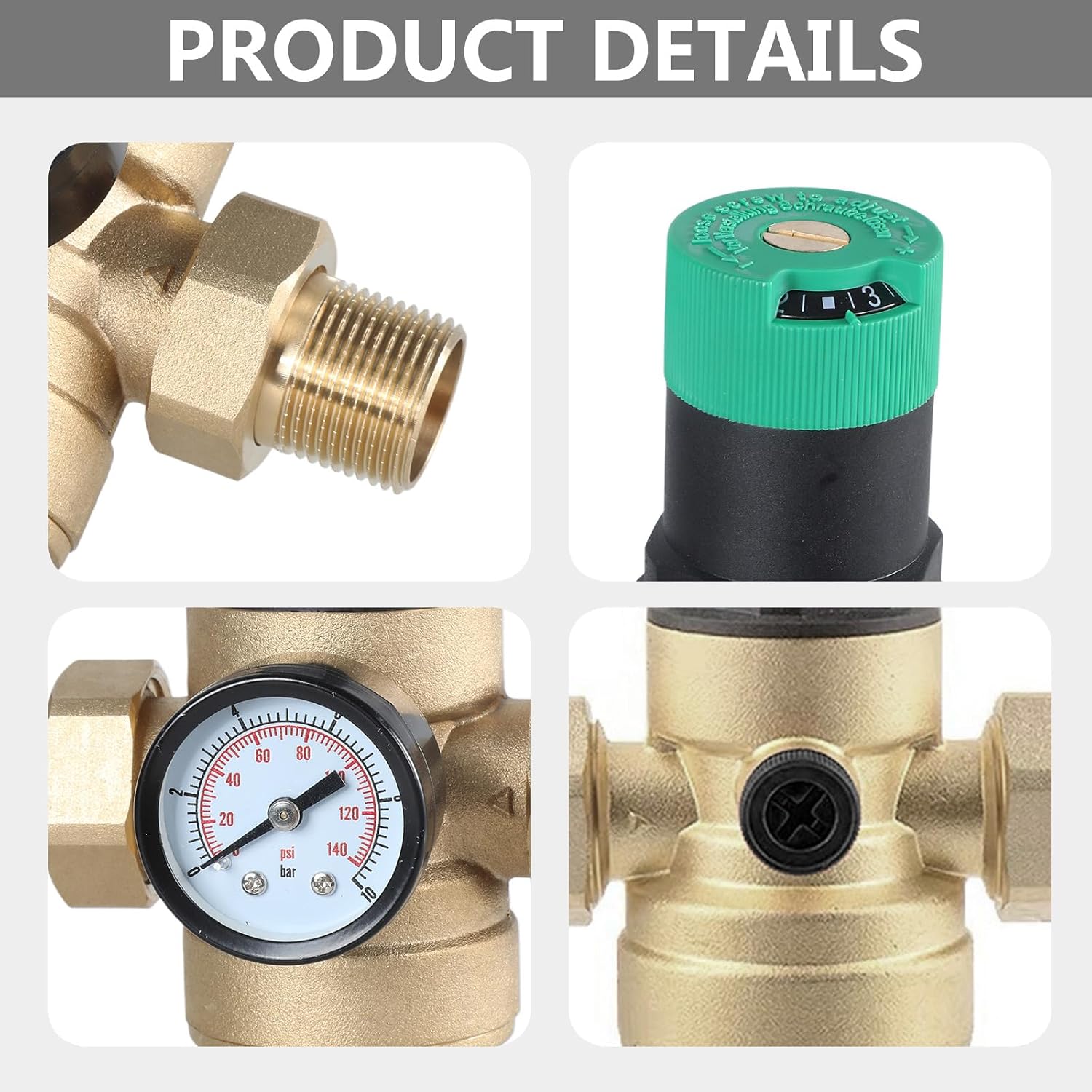 Water Pressure Regulator With Gauge DN15 Pressure Reducing For Industry Water Control Pressure Regulator