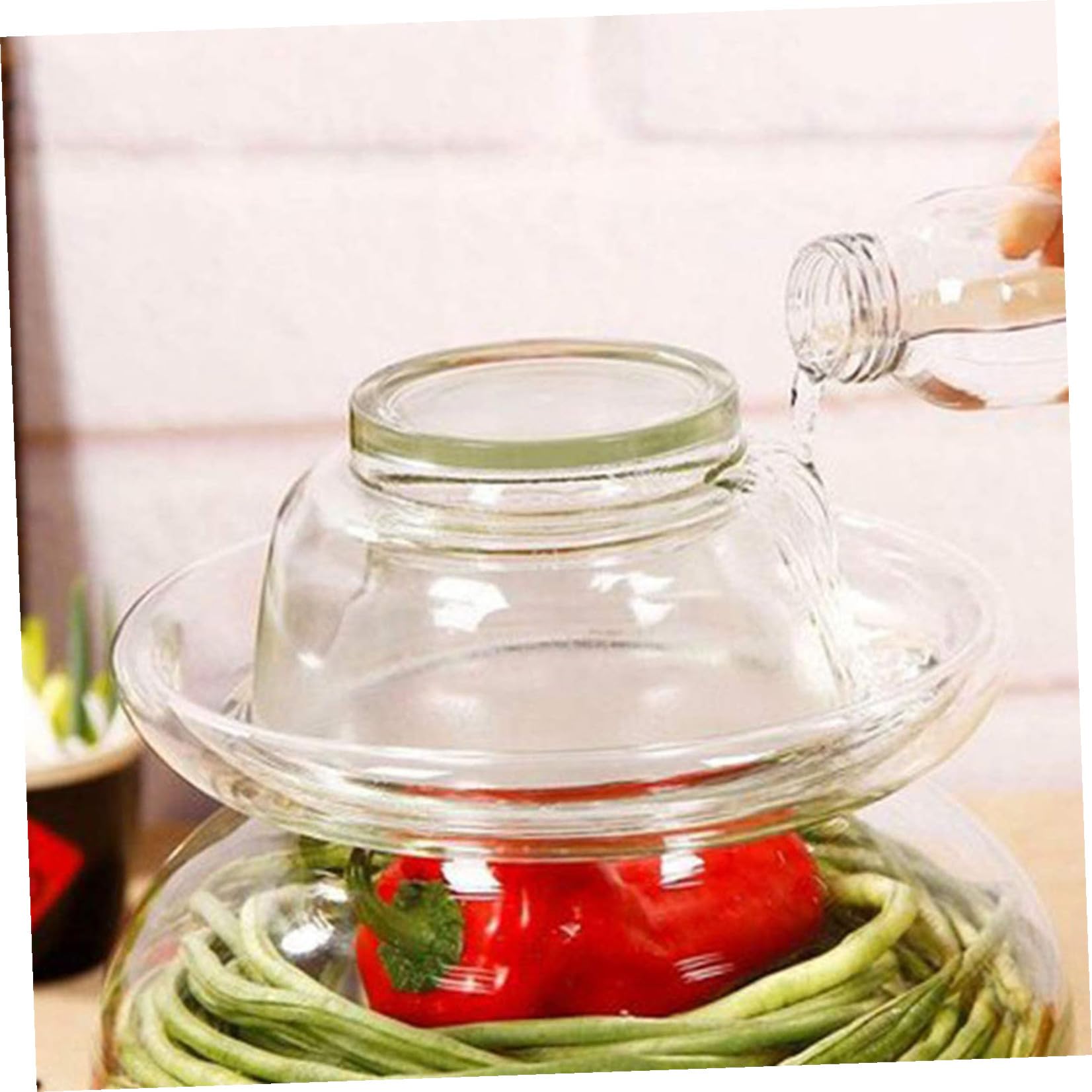 PACKOVE Tarro de Vidrio Mantiene los Alimentos Frescos y Secos para Encurtidos de 2.5kg Tapa Hermética Varios estilos Diseño Simple Adecuado para Restaurante