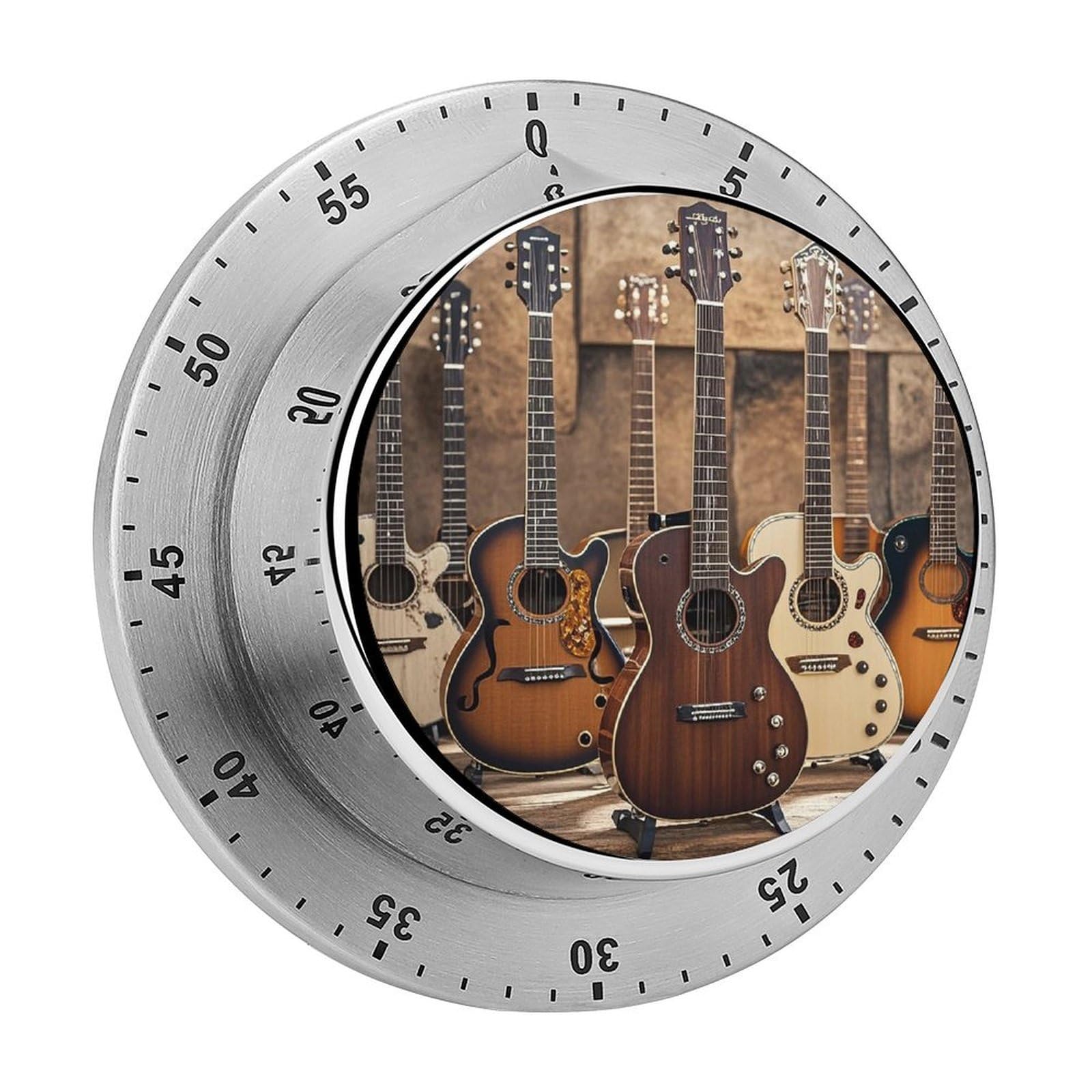 Collection Guitar Timer Fashion Visual Timers Wind Up 60 Minutes Desk Timers Stainless Steel Magnetic Timer Countdown Clock No Batteries Loud Alarm for Kitchen Chef Cooking