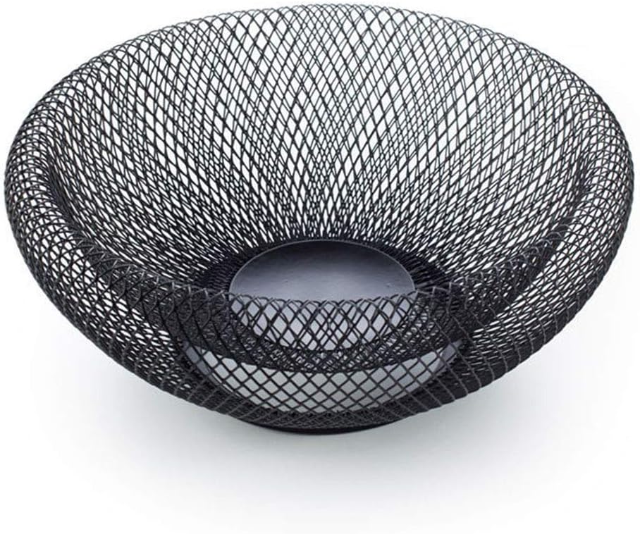 Fruit Stand Vegetables Serving Bowls Basket Holder for Kitchen Counter Banana, Table Centerpiece, Store Display, Dining Room,Tea Bar,Tabletop,Metal Iron Wire,Large Round Modern Stylish Black Black Mesh image 2 of 6 B08522ZXD2