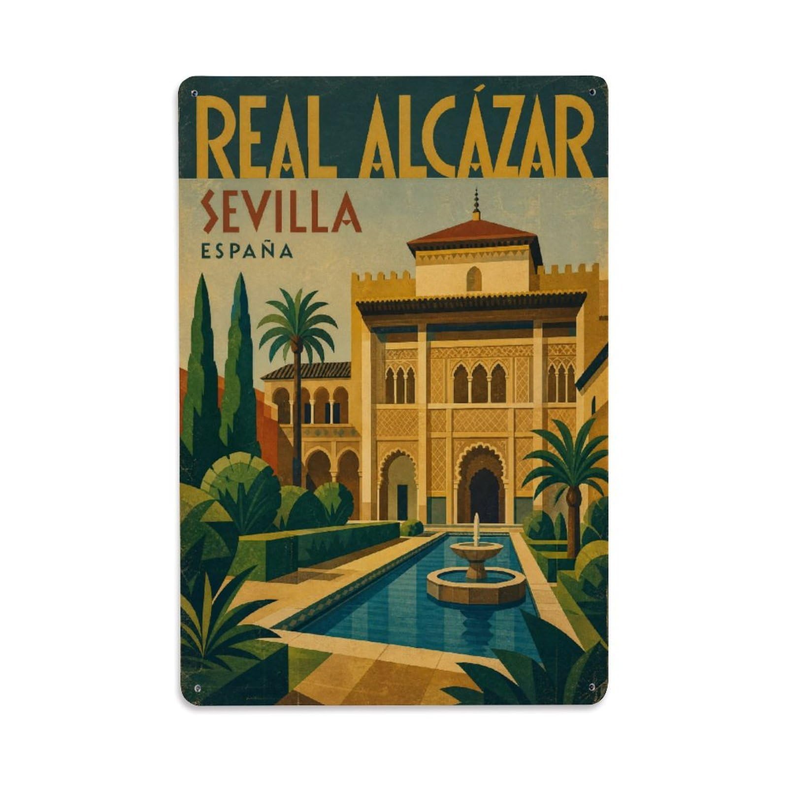 Tgrcjimh Style Metal Tin Sign Seville Spain Vintage Travel