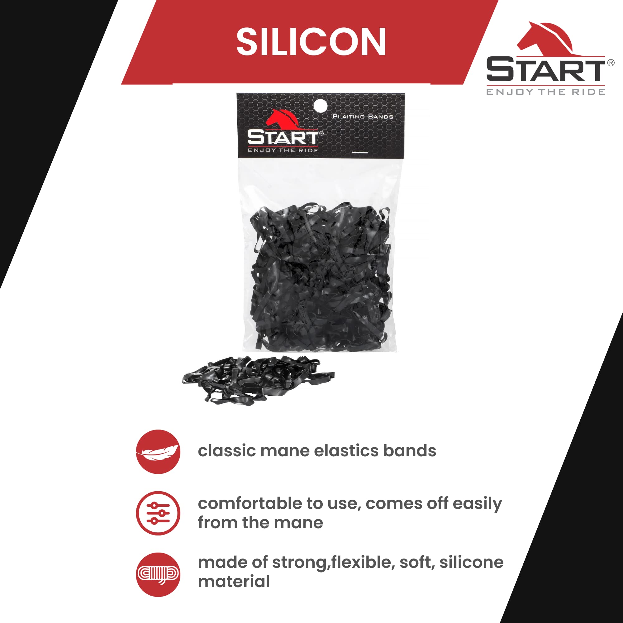 Start Elastici in Silicone per Criniera Cavallo – Set 500 pz - Morbidi, Resistenti, Delicati sul Pelo per Trecce Perfette (Nero)